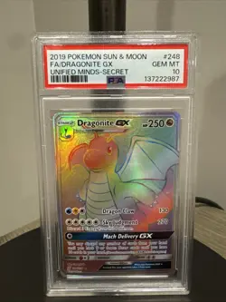2019 Pokemon Sun & Moon Unified Minds Dragonite Gx #248 PSA 10 - Image 1