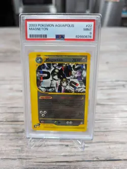Pokemon PSA 9 MINT Magneton 22/147 Aquapolis Non-Holo Rare 2003 E-Reader - Image 1