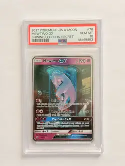 Pokemon Mewtwo GX Secret Rare PSA 10 Shining Legends 78/73 Holo Shiny Rare - Image 1