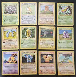 Vintage Pokemon TCG Base Set WoTC Shadowless Lot - 12 Cards - Image 1