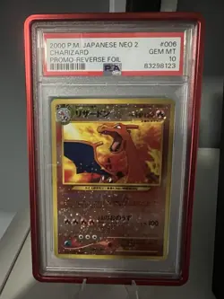 Pokemon Charizard 2000 Neo 2 Promo Reverse Holo Card #006 PSA 10 - Image 1