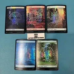 🌈 Full Art Basic Land Set - FOIL - Spider Web Lands - Spider-Man (SPM) - NM - Image 1