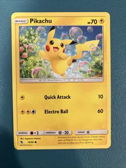 Pokemon Pikachu TCG Hidden Fates Card 19/68 Regular Common - Image 1