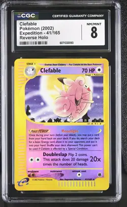 CGC 8 Clefable 2002 Expedition 41/165 Reverse Holo Pokemon Card - Image 1
