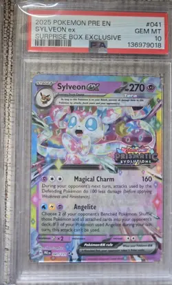 Pokemon Prismatic Evolutions Sylveon ex 041/131 Surprise Box Stamped PSA 10 - Image 1