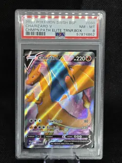 2020 Pokemon SWSH BSP Charizard V Champions Path ETB Promo #050 PSA 8 - Image 1