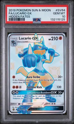 Lucario Gx SV64/SV94 Hidden Fates Pokemon PSA 10 - Image 1