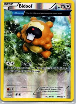 Pokemon TCG Bidoof 117/160 Primal Clash Rev Holo LP - Image 1