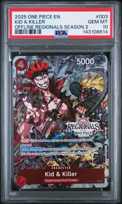 2025 ONE PIECE OFFLINE REGIONALS FINALIST #003 KID & KILLER PROMO PSA 10 - Image 1
