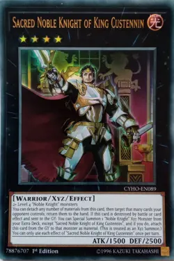 CYHO-EN089 SACRED NOBLE KNIGHT OF KING CUSTENNIN ULTRA RARE 1ST ED YuGiOh CARD - Image 1
