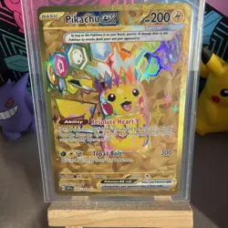 Pokemon Card TCG Sv08: Surging Sparks Pikachu EX Hyper Rare Gold 247/191 M/NM - Image 2