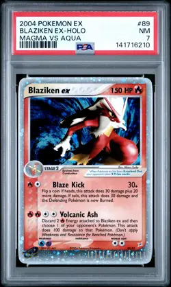 2004 POKEMON EX TEAM MAGMA VS TEAM AQUA #89 BLAZIKEN EX-HOLO PSA 7 - Image 1