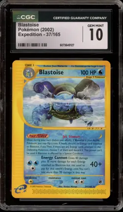 Pokemon Blastoise Expedition NON Holo Rare #37 CGC 10 Gem Mint - Image 1