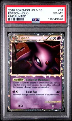 Pokemon Espeon 81/90 - HGSS Undaunted Prime Ultra Rare Holo - PSA 8 NM-MT - Image 1