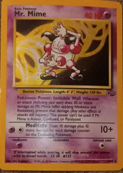 Pokemon TCG Mr. Mime Jungle 6/64 Holo Unlimited Holo Rare Basic 40 HP - Image 1