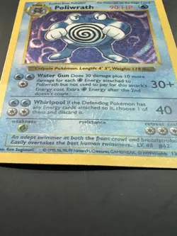 Poliwrath 13/102 Rare Shadowless Holo Base Set 1999 Pokemon TCG - Image 2