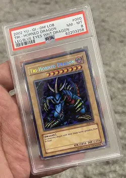Yu-Gi-Oh! 2002 LOB-000 Tri-Horned Dragon PSA 8 NM-MT - Image 1