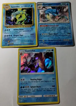 Gyarados Lot of 3 Cards Evolutions 151 Burning Shadows Holo Collection Bundle - Image 2