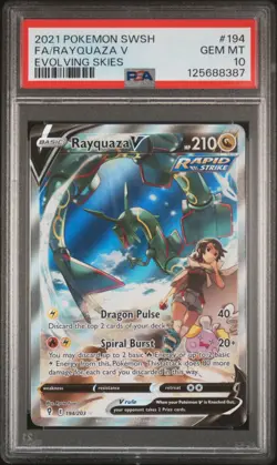 2021 POKEMON SWORD & SHIELD EVOLVING SKIES #194 FULL ART/RAYQUAZA V PSA 10 - Image 1