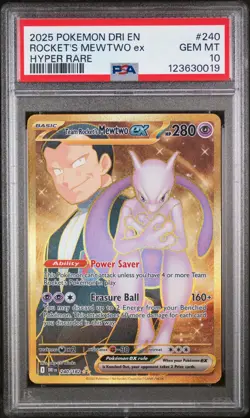 2025 Pokemon Dri En-Destined Rivals #240 Rocket'S Mewtwo Ex Hyper Rare PSA 10 - Image 1