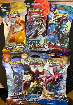 Pokemon blister packs - Break Point, Evolutions, Unbroken Bonds, Cosmic, Burning - Image 1