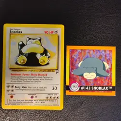 Pokemon Snorlax Base Set 2 Non Holo 30/130 With 1999 Snorlax Sticker - Image 1