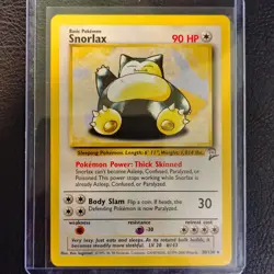 Pokemon Snorlax Base Set 2 Non Holo 30/130 With 1999 Snorlax Sticker - Image 2
