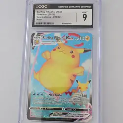 Pokemon CGC 9 Surfing Pikachu VMAX Celebrations 009/025 Holo Graded Card - Image 1