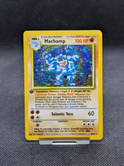 1st Edition Machamp 8/102 Holo Base Set Pokemon Card WOTC Played - Image 1