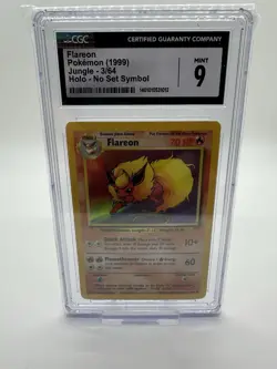 CGC 9 MINT Flareon 1999 Jungle 3/64 No Set Symbol Holo Pokemon Card - Image 1
