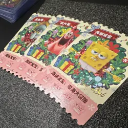 3x SSR rares SpongeBob Movie Search for SquarePants Christmas Collector Cards - Image 1