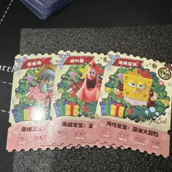 3x SSR rares SpongeBob Movie Search for SquarePants Christmas Collector Cards - Image 3