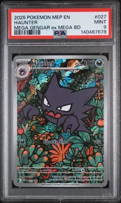 2025 POKEMON MEP PROMO MEGA GENGAR EX MEGA BATTLE DECK #027 HAUNTER PSA 9 MINT - Image 1