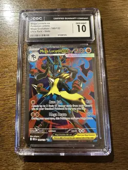 CGC 10 Gem Mint - Mega Lucario ex 160/132 Ultra Rare Pokemon Mega Evolution Base - Image 1
