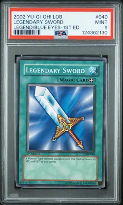 2002 YU-GI-OH LEGEND OF BLUE EYES WHITE DRAGON 1ST EDITION LEGENDARY SWORD PSA 9 - Image 1