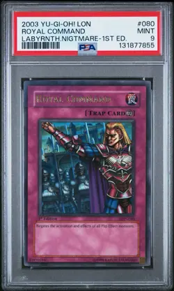 2003 Yu-Gi-Oh! Royal Command Labyrinth of Nightmare LON 1st Ed Ultra Rare PSA 9 - Image 1