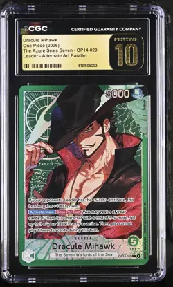 2026 The Azure Sea's Seven OP14-020 Dracule Mihawk - L - Alt Art CGC 10 Pristine - Image 1
