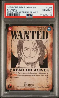 Shanks Wanted Poster OP09-004 One Piece Emperors in the New World PSA 10 Gem MT - Image 1