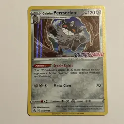 Galarian Perrserker SWSH008 Sword Shield Holo Black Star Promo Pokemon TCG Card - Image 1