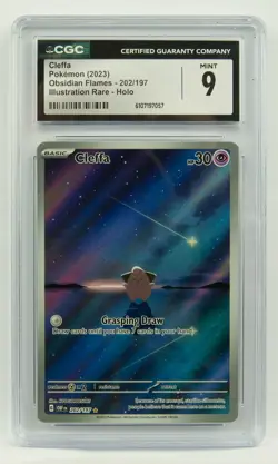 Cleffa 202/197 CGC 9 Obsidian Flames Illustration Rare Graded Pokemon Card Slab - Image 1