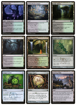 MTG - 9 x Different Black & Green Golgari Lands & Artifacts for COMMANDER decks - Image 1