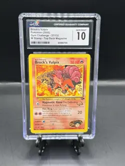 Pokemon TCG 2000 Gym Challenge Brock’s Vulpix W Stamp Top Deck Magazine CGC 10! - Image 1