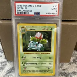 Pokemon 1999 Base Set Shadowless Ivysaur PSA 9 #30/102 Regular English TCG - Image 1