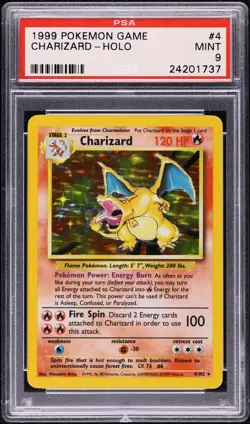 1999 POKEMON GAME HOLO CHARIZARD - # 4/102 - PSA 9 MINT - OLD PSA GRADING LABEL! - Image 1