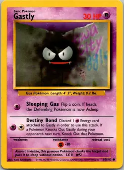 Base Set #050/102 Gastly Pokemon Moderately Played - Image 1
