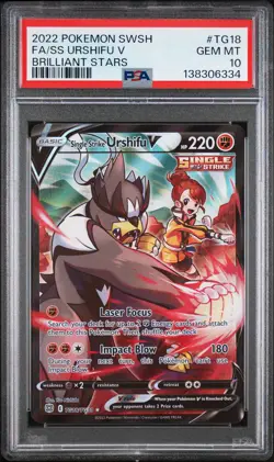 PSA 10 Fa/Ss Urshifu V TG18 Brilliant Stars Pokemon Sword & Shield Brilliant Sta - Image 1