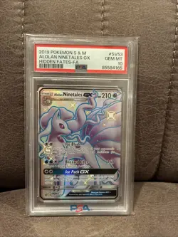 Pokemon 2019 SM Hidden Fates Full Art Aloan Nineteales GX #SV53 PSA 10 Gem - Image 1