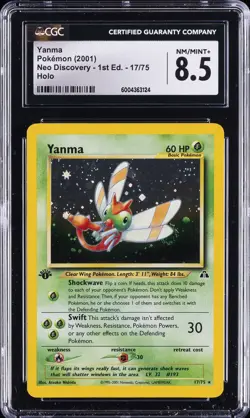 2001 POKEMON NEO DISCOVERY - 1ST ED - HOLO #17/75 YANMA CGC 8.5 - Image 1