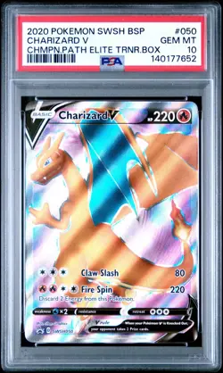 PSA 10 CHARIZARD V SWSH050 FULL ART BLACK STAR PROMO CHAMPIONS PATH POKEMON 🔥 - Image 1