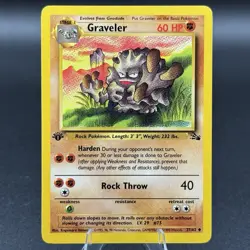 Graveler 37/62 1st Edition NM Uncommon Fossil Pokemon Card 1999 Free Shipping - Image 1
